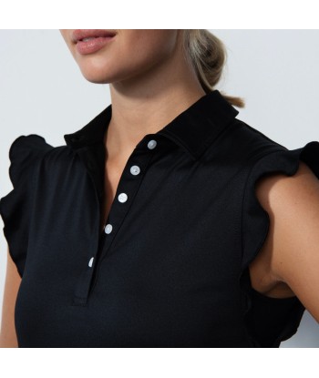 Daily Sports: Women's Ruffle Sleeveless Polo Shirt - Black pas cher chine