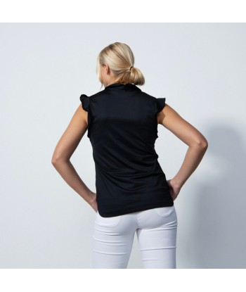 Daily Sports: Women's Ruffle Sleeveless Polo Shirt - Black pas cher chine