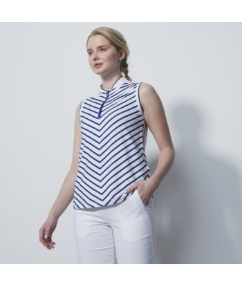 Daily Sports: Women's Salerno Spectrum Stripe Sleeveless Polo Shirt- White la colonne vertébrale