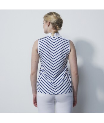 Daily Sports: Women's Salerno Spectrum Stripe Sleeveless Polo Shirt- White la colonne vertébrale