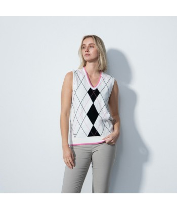 Daily Sports: Women's Taormina Argyle Sweater Vest - Black White Vous souhaitez 