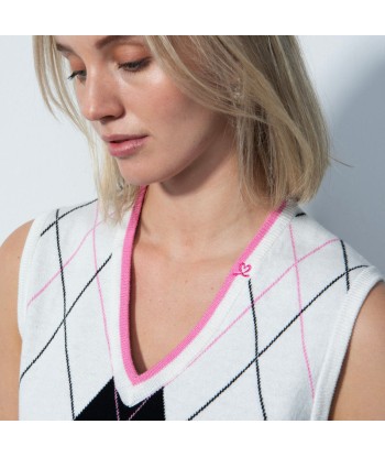 Daily Sports: Women's Taormina Argyle Sweater Vest - Black White Vous souhaitez 