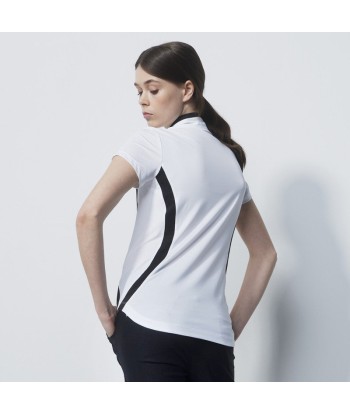 Daily Sports: Women's Vichy Cap Sleeve Polo - White Black Véritable concentré