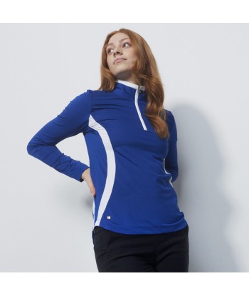 Daily Sports: Women's Vichy Long Sleeve Half Neck Top - Spectrum Blue White soldes