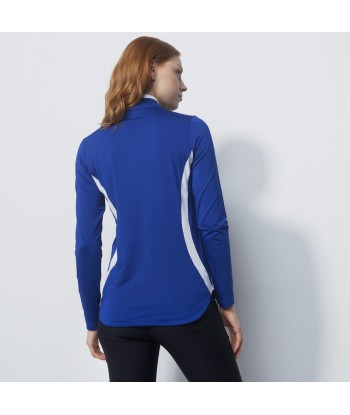 Daily Sports: Women's Vichy Long Sleeve Half Neck Top - Spectrum Blue White soldes