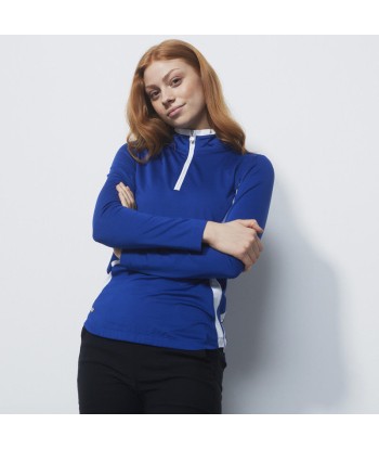 Daily Sports: Women's Vichy Long Sleeve Half Neck Top - Spectrum Blue White soldes