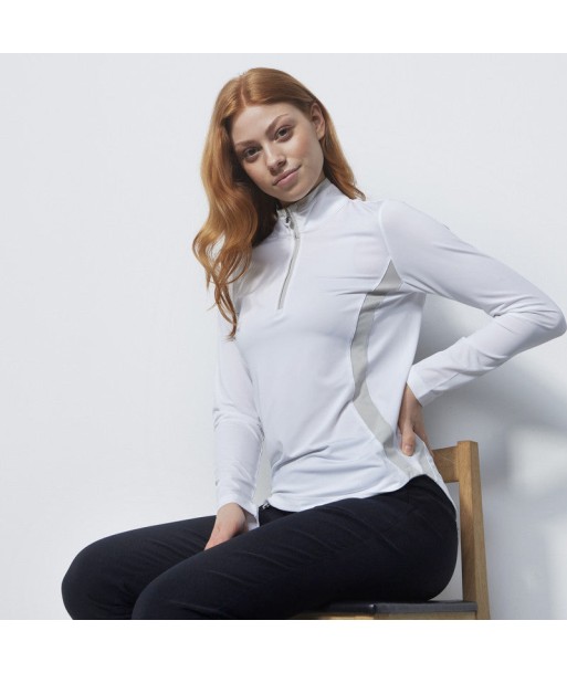 Daily Sports: Women's Vichy Long Sleeve Half Neck Top - White Pebble prix pour 