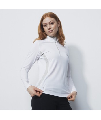 Daily Sports: Women's Vichy Long Sleeve Half Neck Top - White Pebble prix pour 