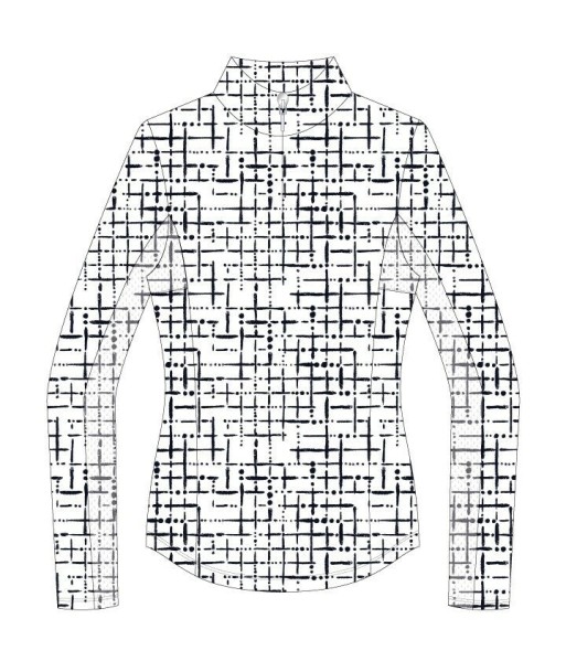 EP NY Golf: Women's Long Sleeve Abstract Grid Print Zip Mock Polo (Small) - SALE pas chere