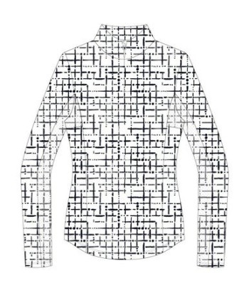 EP NY Golf: Women's Long Sleeve Abstract Grid Print Zip Mock Polo (Small) - SALE pas chere