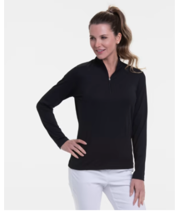 EP NY Golf: Women's Long Sleeve Zip Mock Polo pas chere