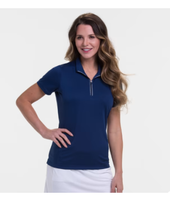 EP NY Golf: Women's Short Sleeve Convertible Zip Mock Polo destockage