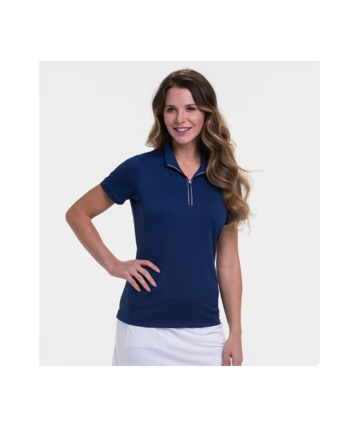 EP NY Golf: Women's Short Sleeve Convertible Zip Mock Polo destockage