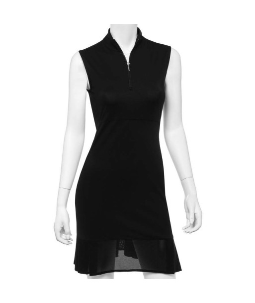 EP NY Golf: Women's Short Sleeve Dress with Mesh Pleat Hem Detail (Black, Size: XXS) SALE À commander