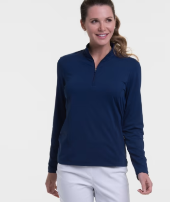 EP NY Golf: Women's Long Sleeve Zip Mock Polo pas chere