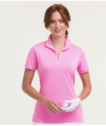 EP NY Golf: Women's Short Sleeve Convertible Zip Mock Polo destockage