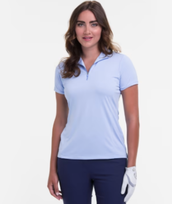 EP NY Golf: Women's Short Sleeve Convertible Zip Mock Polo destockage