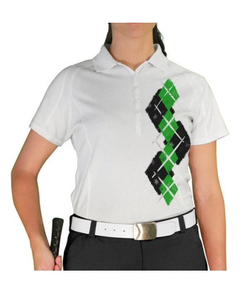 Golf Knickers: Ladies Argyle Paradise Golf Shirt - Black/Lime Les magasins à Paris et en Île-de-France