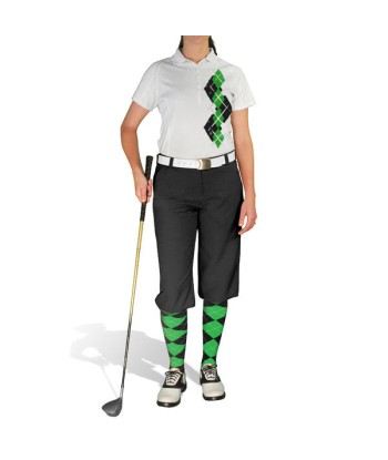 Golf Knickers: Ladies Argyle Paradise Golf Shirt - Black/Lime Les magasins à Paris et en Île-de-France