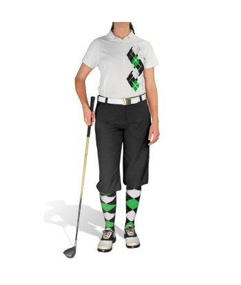 Golf Knickers: Ladies Argyle Paradise Golf Shirt - Black/Lime/White de l' environnement