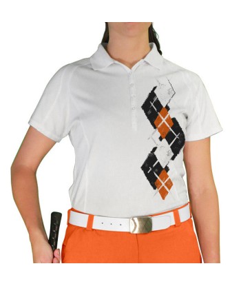 Golf Knickers: Ladies Argyle Paradise Golf Shirt - Black/Orange/White pour bénéficier 