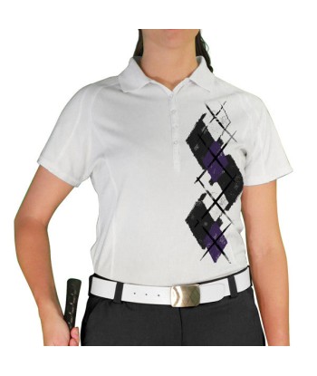 Golf Knickers: Ladies Argyle Paradise Golf Shirt - Black/Purple/White prix pour 