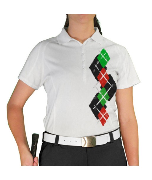 Golf Knickers: Ladies Argyle Paradise Golf Shirt - Black/Red/Lime Les êtres humains sont 