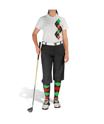 Golf Knickers: Ladies Argyle Paradise Golf Shirt - Black/Red/Lime Les êtres humains sont 