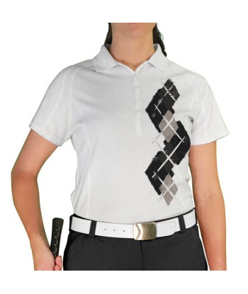 Golf Knickers: Ladies Argyle Paradise Golf Shirt - Black/Taupe/Charcoal de votre