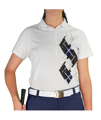 Golf Knickers: Ladies Argyle Paradise Golf Shirt - Charcoal/Navy/White france