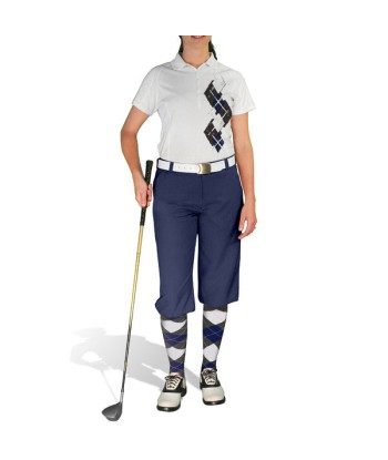 Golf Knickers: Ladies Argyle Paradise Golf Shirt - Charcoal/Navy/White france