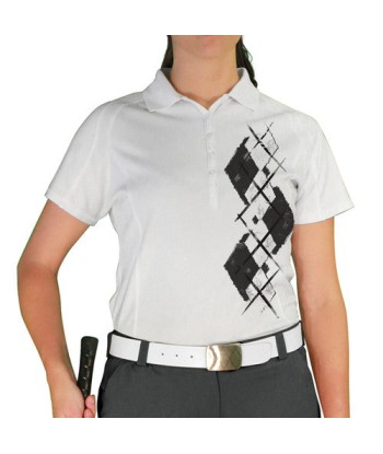 Golf Knickers: Ladies Argyle Paradise Golf Shirt - Charcoal/White la livraison gratuite