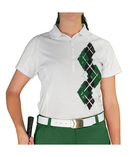 Golf Knickers: Ladies Argyle Paradise Golf Shirt - Dark Green/Black de l' environnement