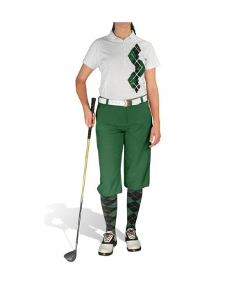 Golf Knickers: Ladies Argyle Paradise Golf Shirt - Dark Green/Black de l' environnement